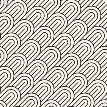 Vector seamless pattern. Concentric bold semi circles. Geometric striped Stock Illustration