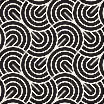 Vector seamless pattern. Concentric bold circles. Geometric striped ornament. Stock Illustration