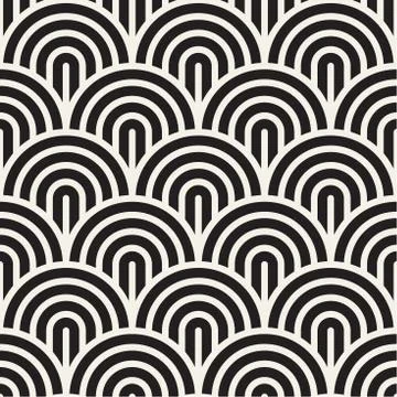 Vector seamless pattern. Concentric bold circles. Geometric striped ornament. Stock Illustration