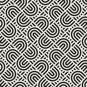 Vector seamless pattern. Concentric bold semi circles. Geometric striped orna Stock Illustration