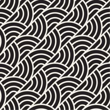 Vector seamless pattern. Concentric semi-circles. Geometric striped ornament. Stock Illustration