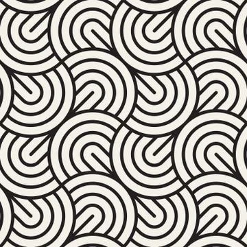 Vector seamless pattern. Concentric semi-circles. Geometric striped ornament Stock Illustration