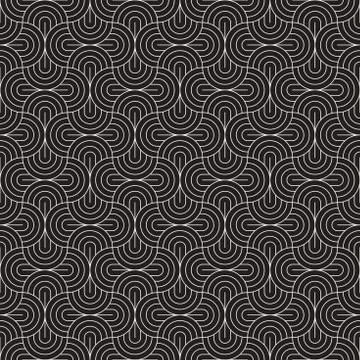 Vector seamless pattern. Concentric semi-circles. Geometric striped ornament Stock Illustration