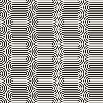 Vector seamless pattern. Concentric wavy lines. Geometric striped ornament. R 库存插图