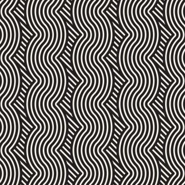 Vector seamless pattern. Concentric wavy lines. Geometric striped ornament. R 库存插图
