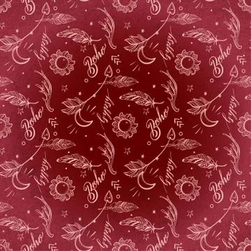 Vector Seamless Pattern consist of Ornamental Boho Style Element Stock Illustration