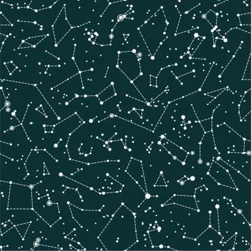 Vector seamless pattern with constellations Stock Illustration