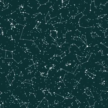 Vector seamless pattern with constellations Stock Illustration
