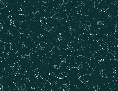 Vector seamless pattern with constellations Stock Illustration