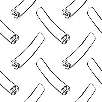 Vector seamless pattern of contour cinnamon stick in doodle style. Background Stock Illustration