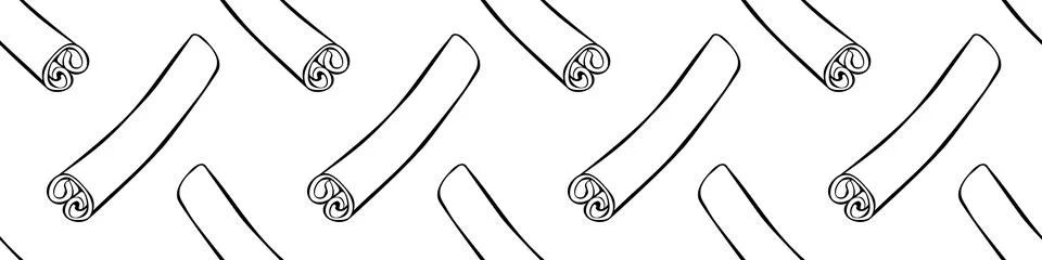 Vector seamless pattern of contour cinnamon stick in doodle style. Background Stock Illustration