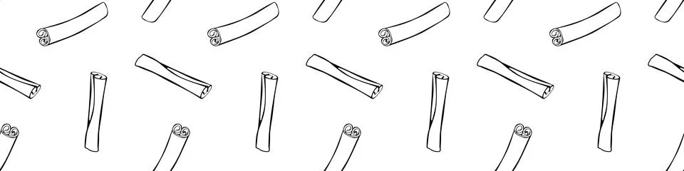 Vector seamless pattern of contour cinnamon stick in doodle style. Backgrou.. Stock Illustration