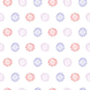 Vector seamless pattern with contour delicate flowers Stock Illustration