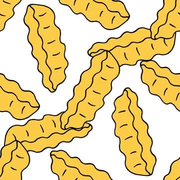 Vector seamless pattern of corrugated French fries hand-drawn in sketch style Stock Illustration