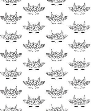 Vector seamless pattern of cow face head Stock Illustration
