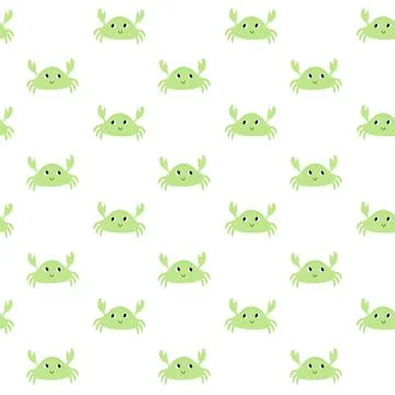 Vector seamless pattern with crab.Underwater cartoon creatures.Marine background Stock Illustration