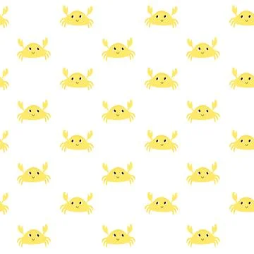 Vector seamless pattern with crab.Underwater cartoon creatures.Marine background 스톡 일러스트