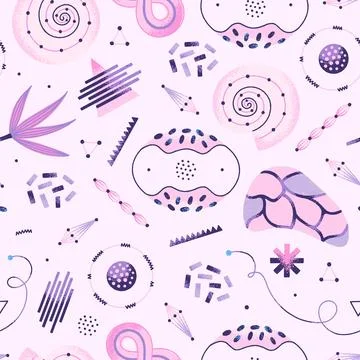 Vector seamless pattern of creative different textured shapes in hand-drawn.. Stock Illustration