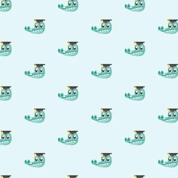 Vector seamless pattern with crocodile. Illustrazione stock