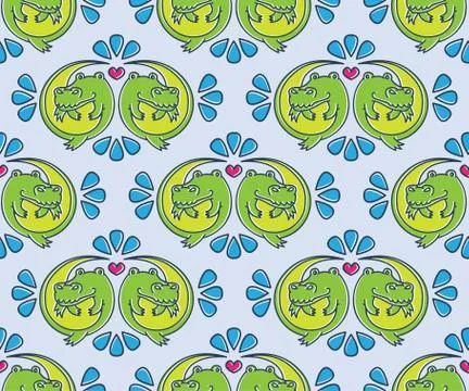 Vector seamless pattern with crocodile. Stock Illustration