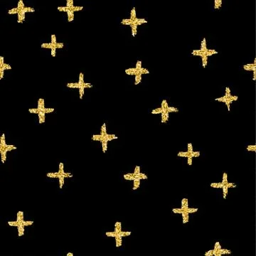 Vector seamless pattern with crosses, made of brush stroke and glitter. Stockillustratie