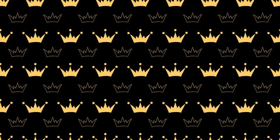 Vector seamless pattern with crowns of princess, queen, fairies. Print for te Stock Illustration