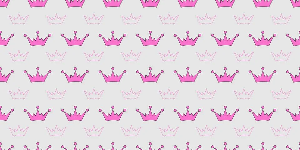 Vector seamless pattern with crowns of princess, queen, fairies. Scrapbook pa Illustrazione stock
