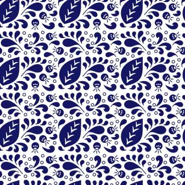 Vector seamless pattern of curls, spirals and berries on a black background.  Stock Illustration