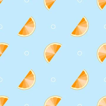 Vector seamless pattern the cut slices of orange Stock Illustration