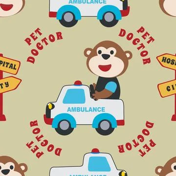 Vector seamless pattern with cute animals inside. Stockillustratie