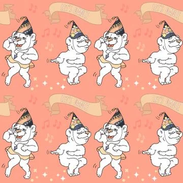 Vector Seamless pattern with cute bears are dancing. Illustrazione stock