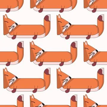 Vector seamless pattern with cute cartoon foxes2 스톡 일러스트