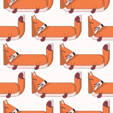 Vector seamless pattern with cute cartoon foxes3 스톡 일러스트