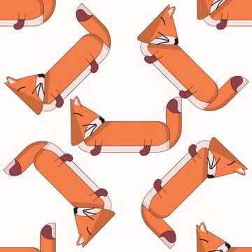 Vector seamless pattern with cute cartoon foxes5 스톡 일러스트