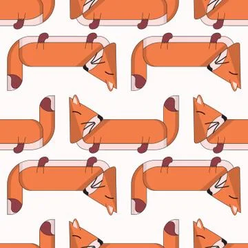 Vector seamless pattern with cute cartoon foxes6 스톡 일러스트