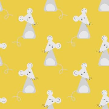Vector seamless pattern with cute cartoon mice in Scandinavian style. Funny r Stock Illustration