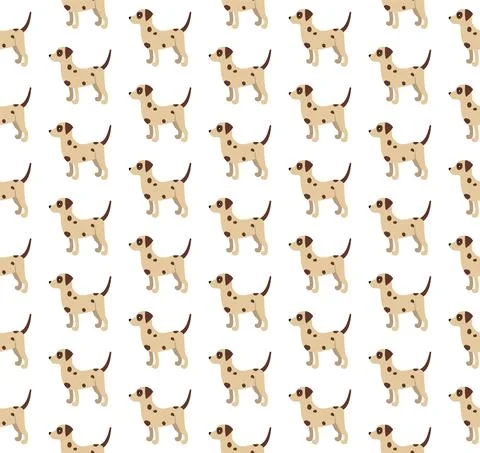 Vector seamless pattern with cute cartoon dog puppies. Can be used as a backg 스톡 일러스트