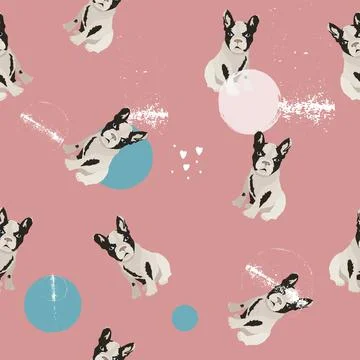 Vector seamless pattern with cute cartoon dog. Can be used as a background Stock Illustration