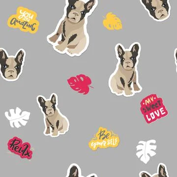 Vector seamless pattern with cute cartoon dog. Can be used as a background Stock Illustration