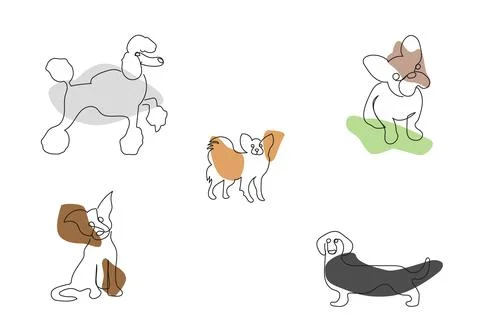 Vector seamless pattern with cute dogs isolated on white. Stock Illustration