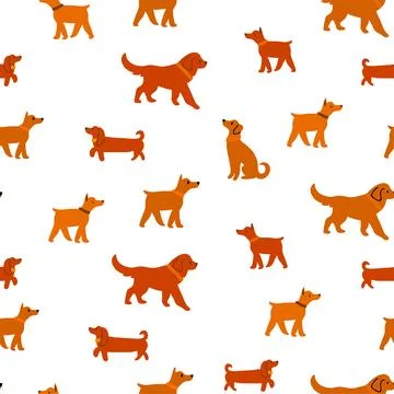 Vector seamless pattern with cute dogs isolated on white, dachshund, jack Stock Illustration