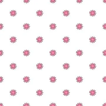 Vector seamless pattern with cute doodle abstract flowers on white background Stock Illustration