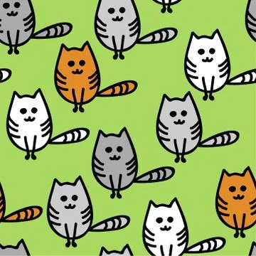 Vector seamless pattern with cute funny kittens Stock-Illustration
