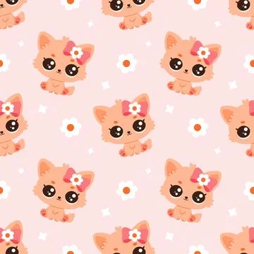 Vector seamless pattern with cute funny cats, kittens on pink background 스톡 일러스트
