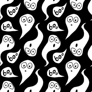 Vector seamless pattern with cute Ghosts. Background and texture for Hallowee Illustrazione stock