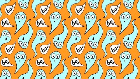 Vector seamless pattern with cute Ghosts. Background and texture for Hallowee Stock Illustration