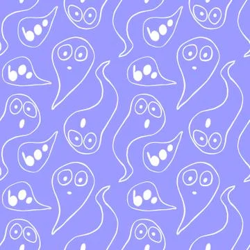 Vector seamless pattern with cute Ghosts. Background and texture for Hallowee Illustrazione stock