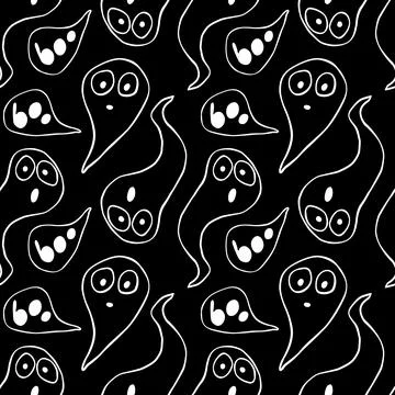 Vector seamless pattern with cute Ghosts. Background and texture for Hallowee イラスト素材