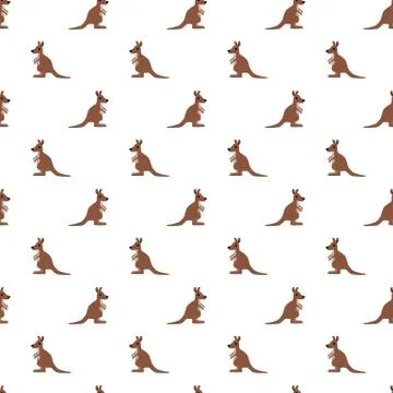 Vector seamless pattern of cute kangaroo on white background. Ilustração Stock
