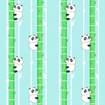 Vector seamless pattern with cute little panda Illustrazione stock
